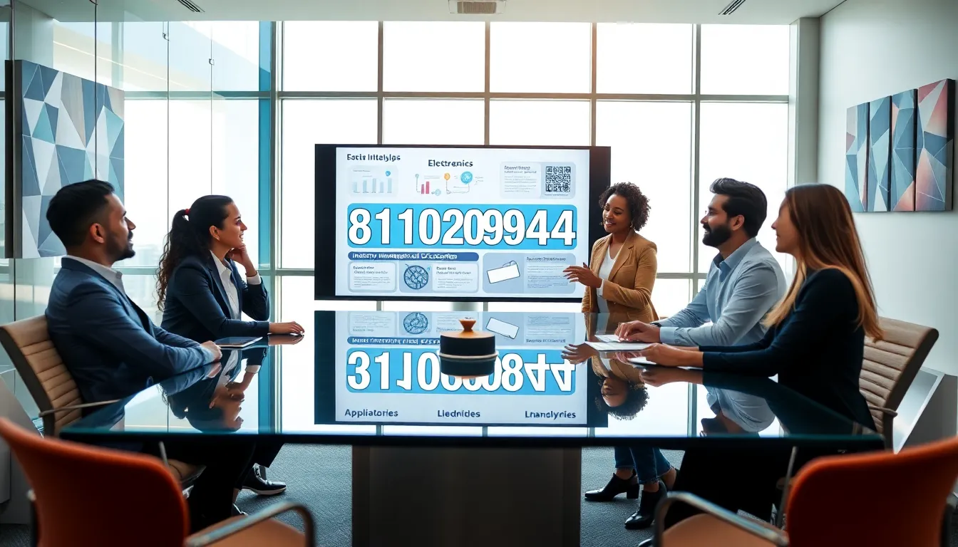 diverse team discussing the significance of a unique number in a modern office.